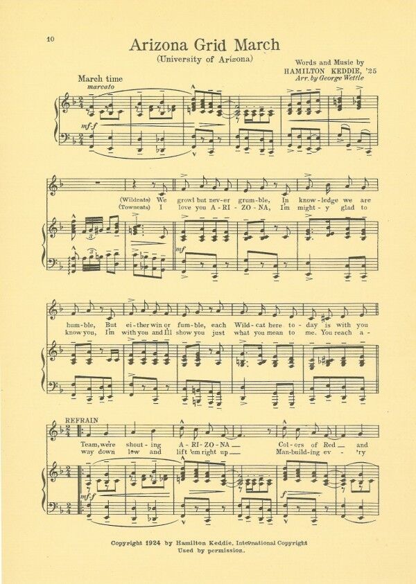 UNIVERSITY OF ARIZONA songs c 1927 