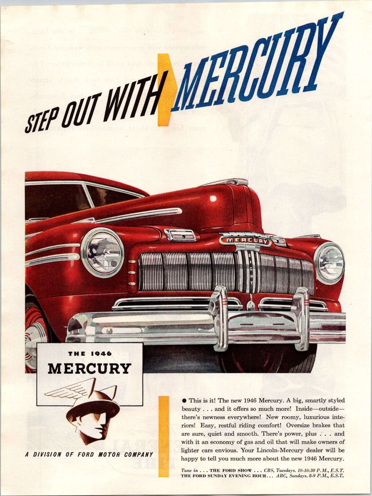 VINTAGE 1945 1946 MERCURY CAR FORD MOTOR CO. PRINT AD