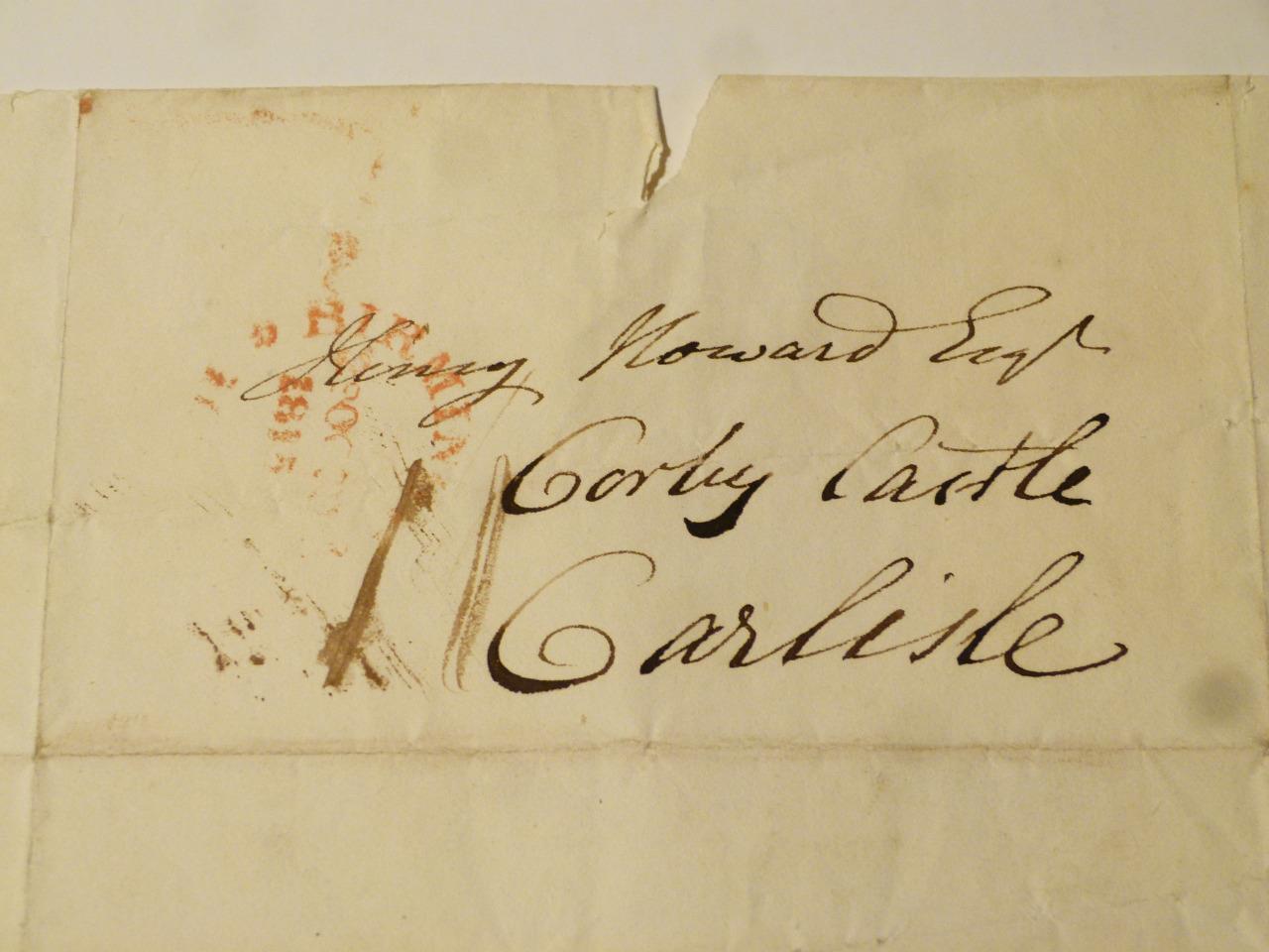 1815 Boulton Watt Co - Henry Howard Corby Castle Carlisle Pre-stamp Entire #CC1