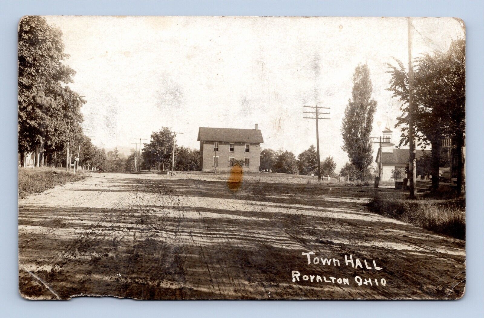 Town Hall Royalton Ohio Real Photo Postcard RPPC Dirt Road AZO 1910 - 1930
