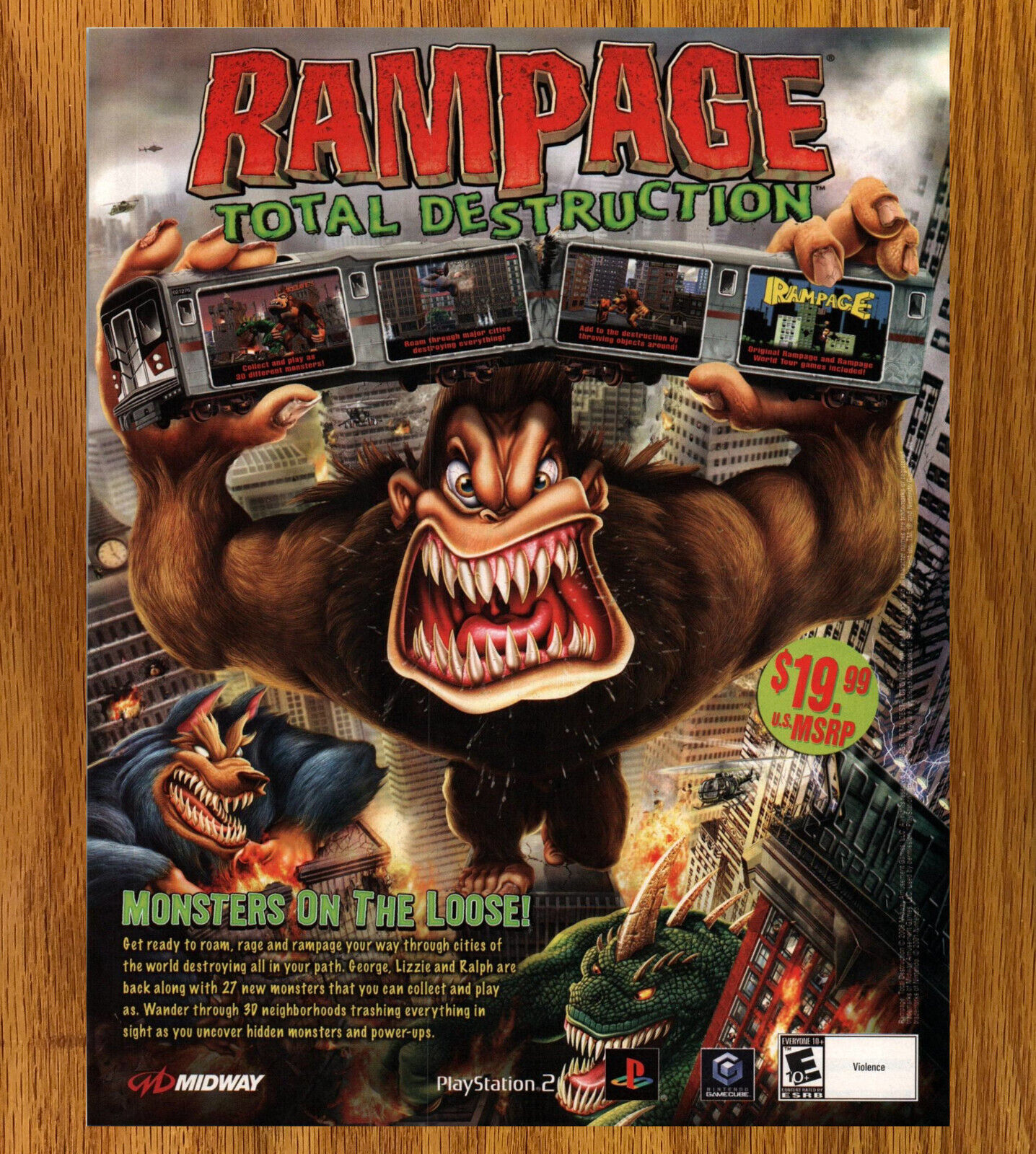 Rampage Total Destruction Monsters - Video Game Print Ad / Poster Promo Art 2006