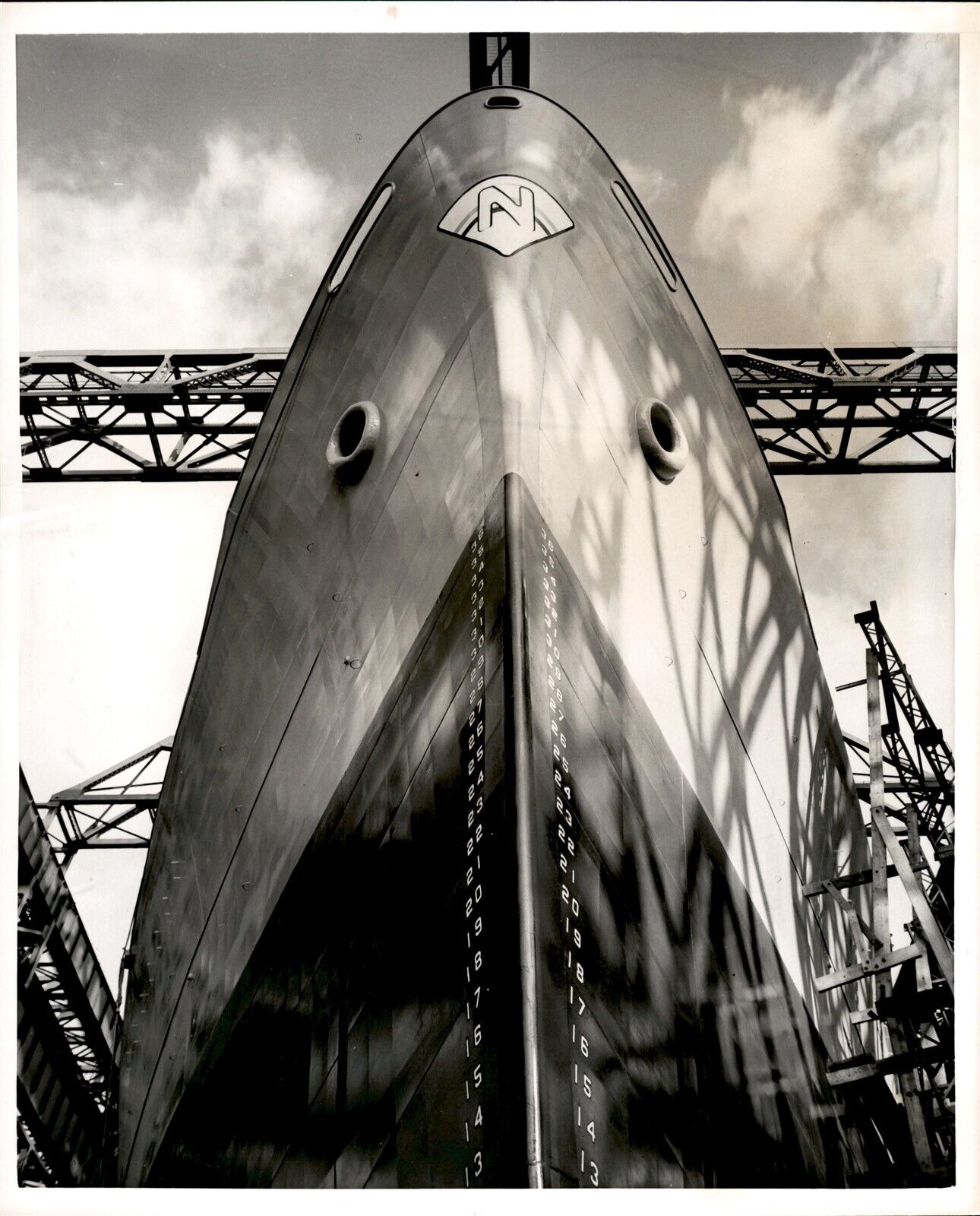LG62 1954 Original Photo SS WORLD GLORY WORLD\'S LARGEST TANKER SHIP LAUNCHING