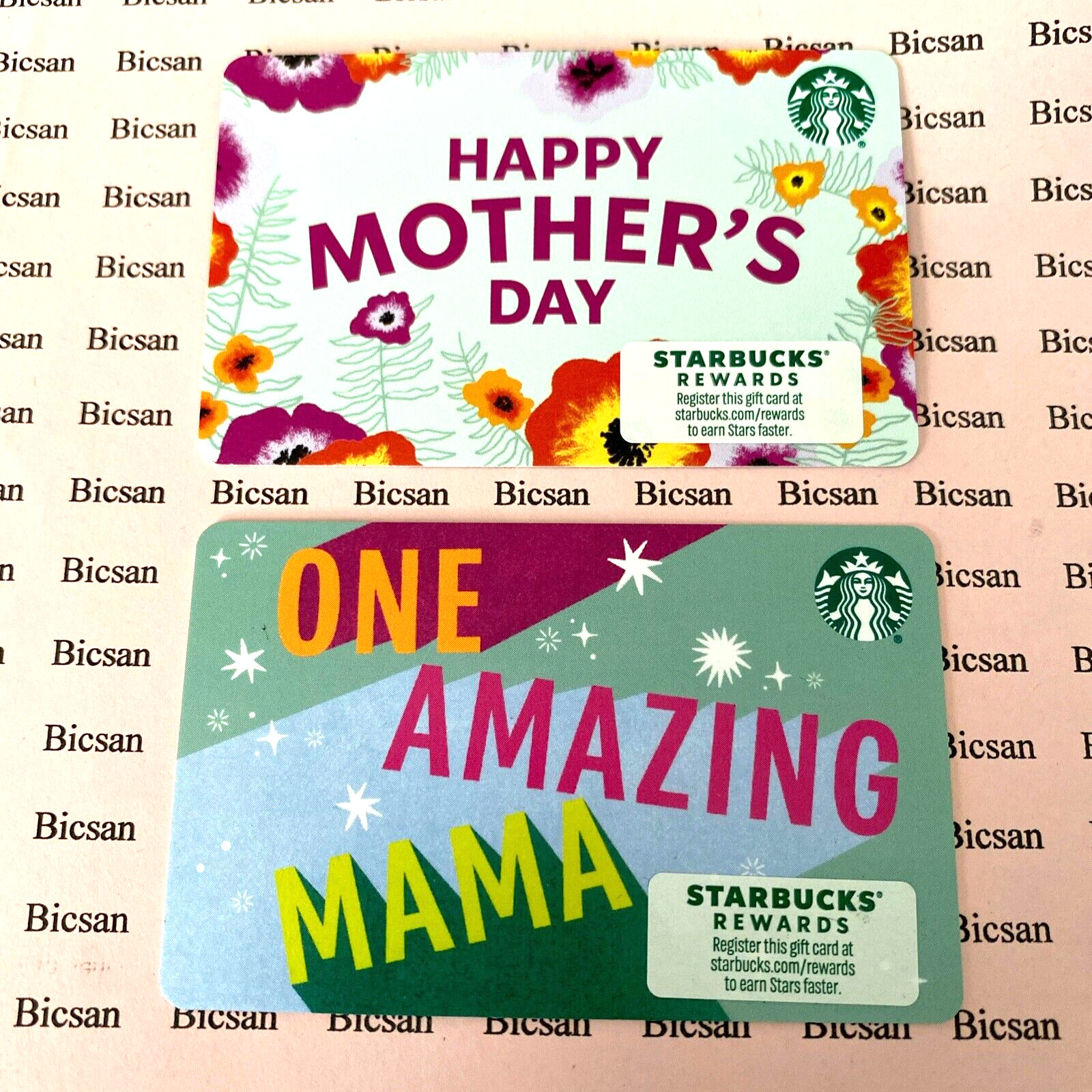 2 Starbucks 2024 “Happy Mother’s Day” & “One Amazing Mama” Gift Cards New