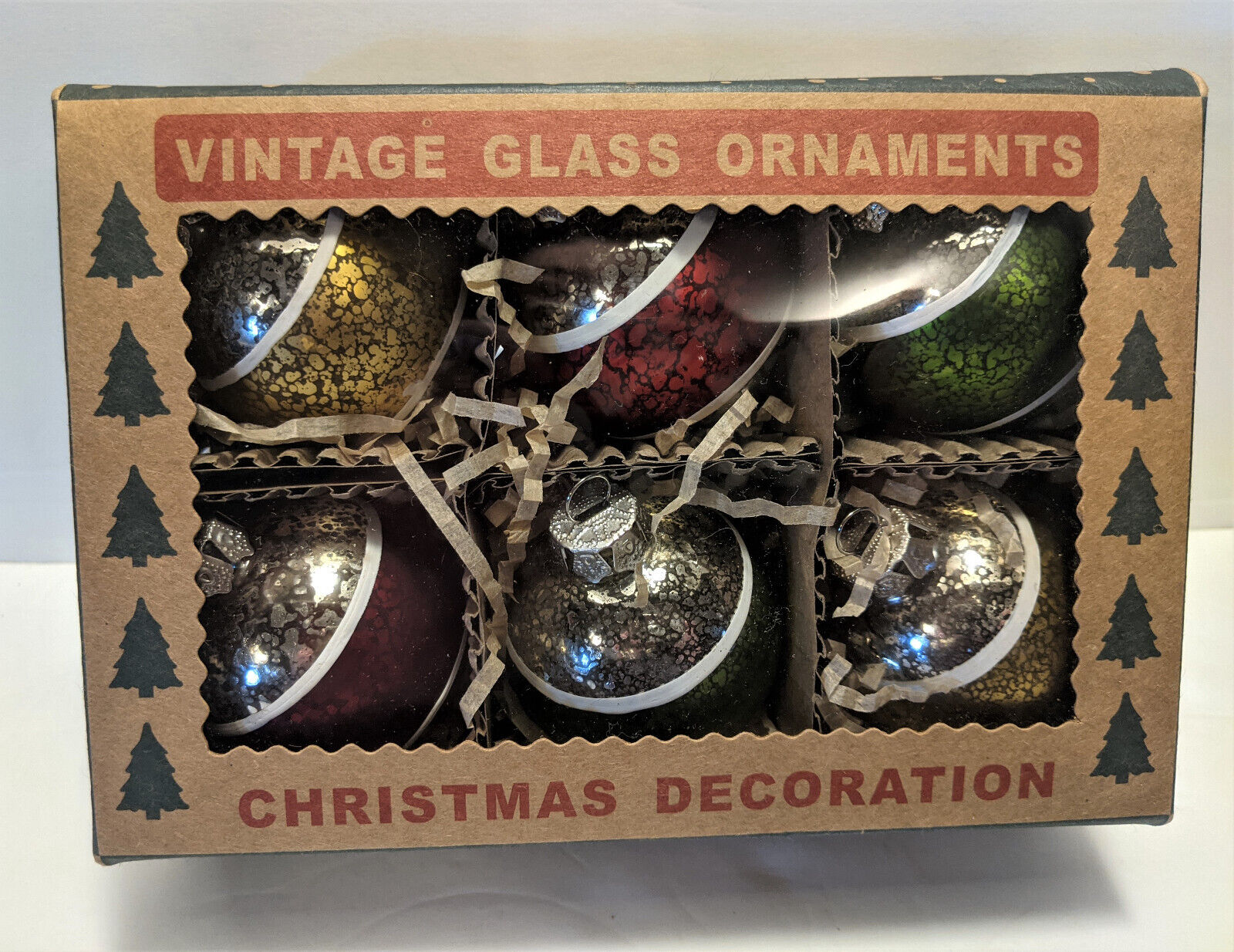 Glenhaven Home & Holiday Vintage Christmas Tree Ball Ornaments New in package