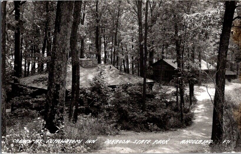 Postcard Potawatomi Inn Pokagon State Park Angola IN Indiana c.1940-1950   J-608