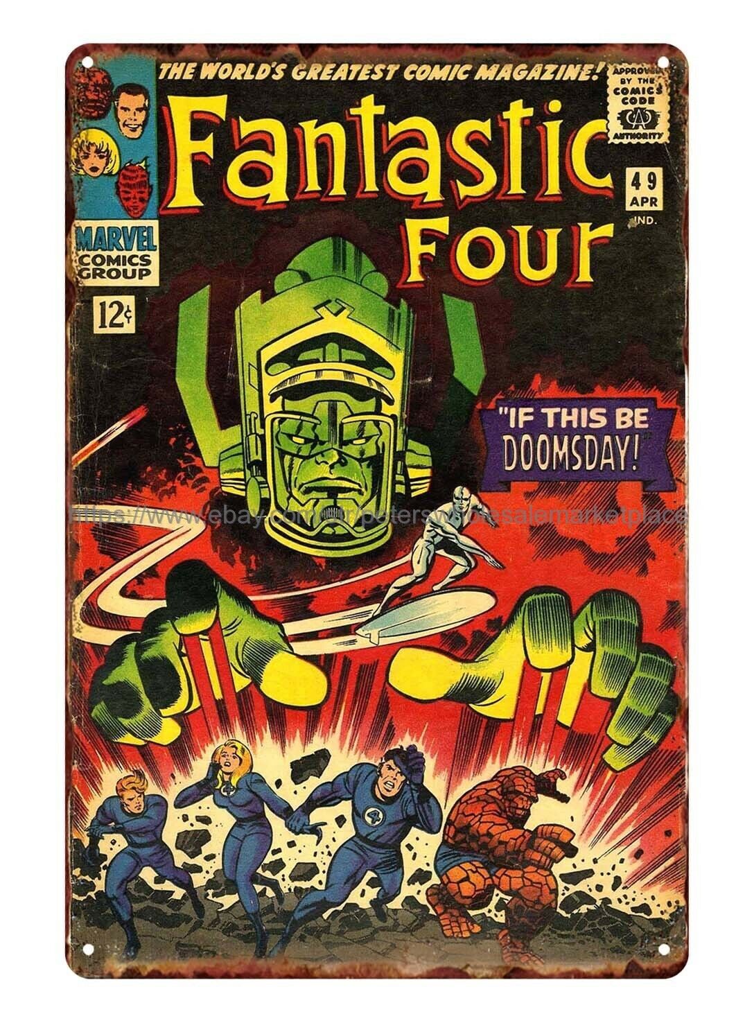 office shop wall art 1960s Fantastic Four   comics  metal tin sign