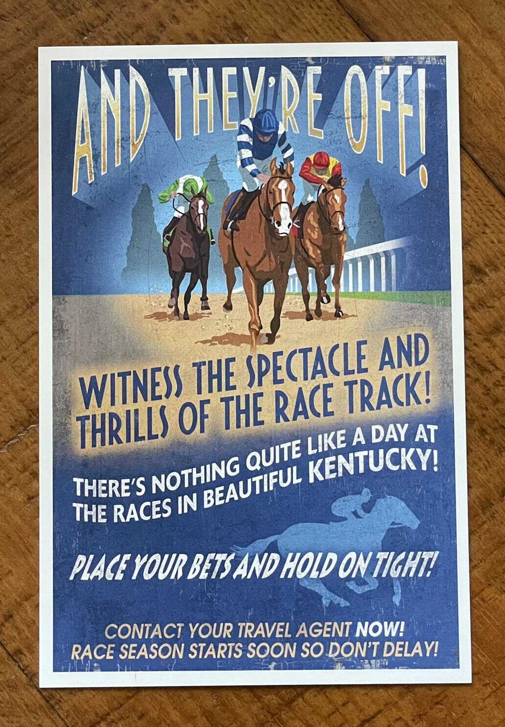 Kentucky - Vintage Horse Racing Sign - Lantern Press Postcard - Kentucky Derby