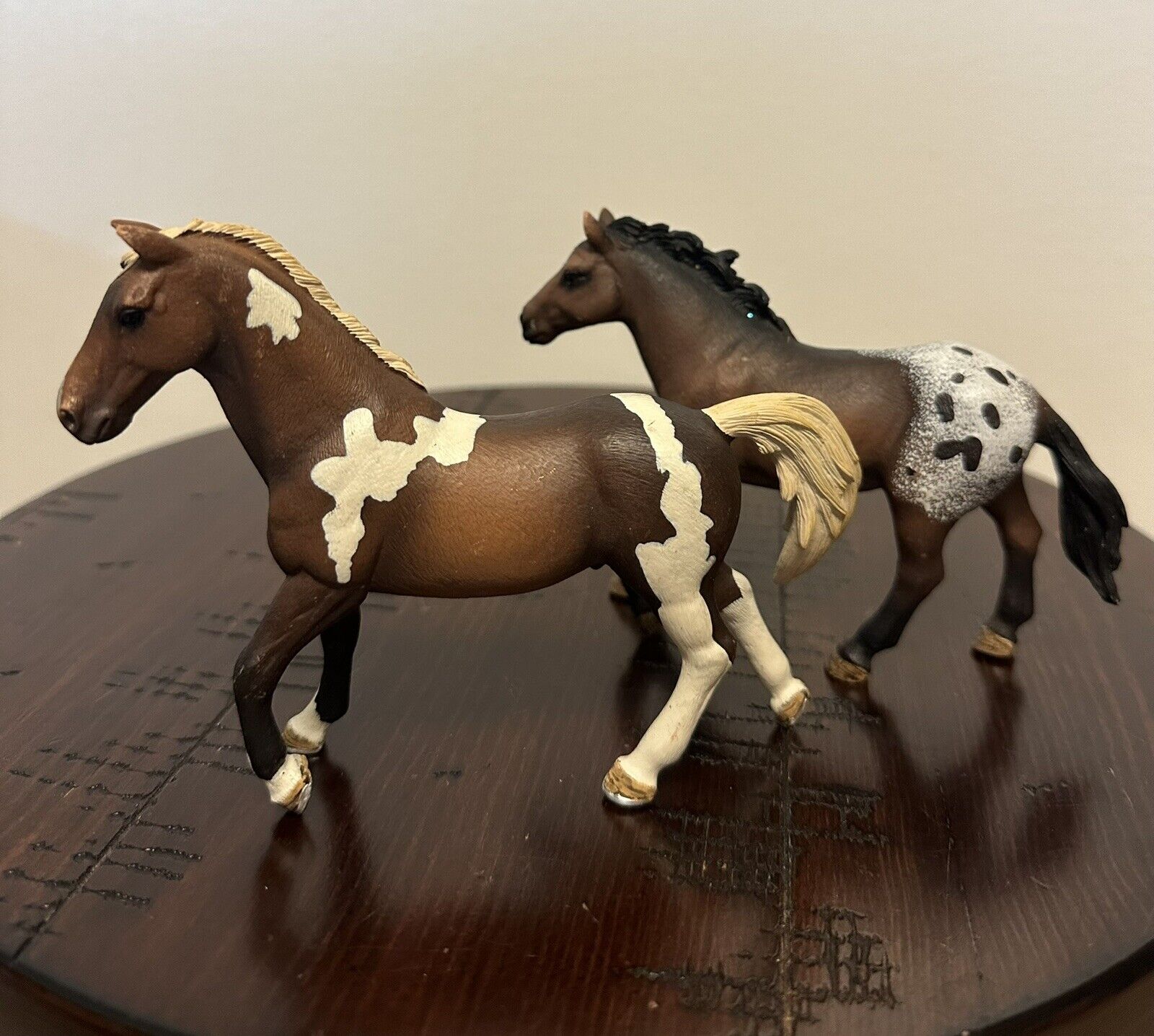 Schleich Horse Pinto TRAKEHNER STALLION Brown White  13756 & Appaloosa Stallion