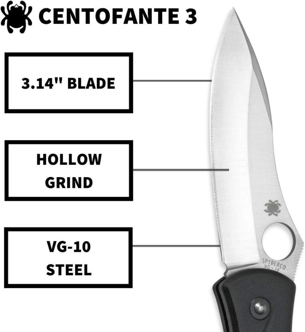 Outdoor knife made in Japan C66PBK3 Spyderco Centofante 3 straight blade