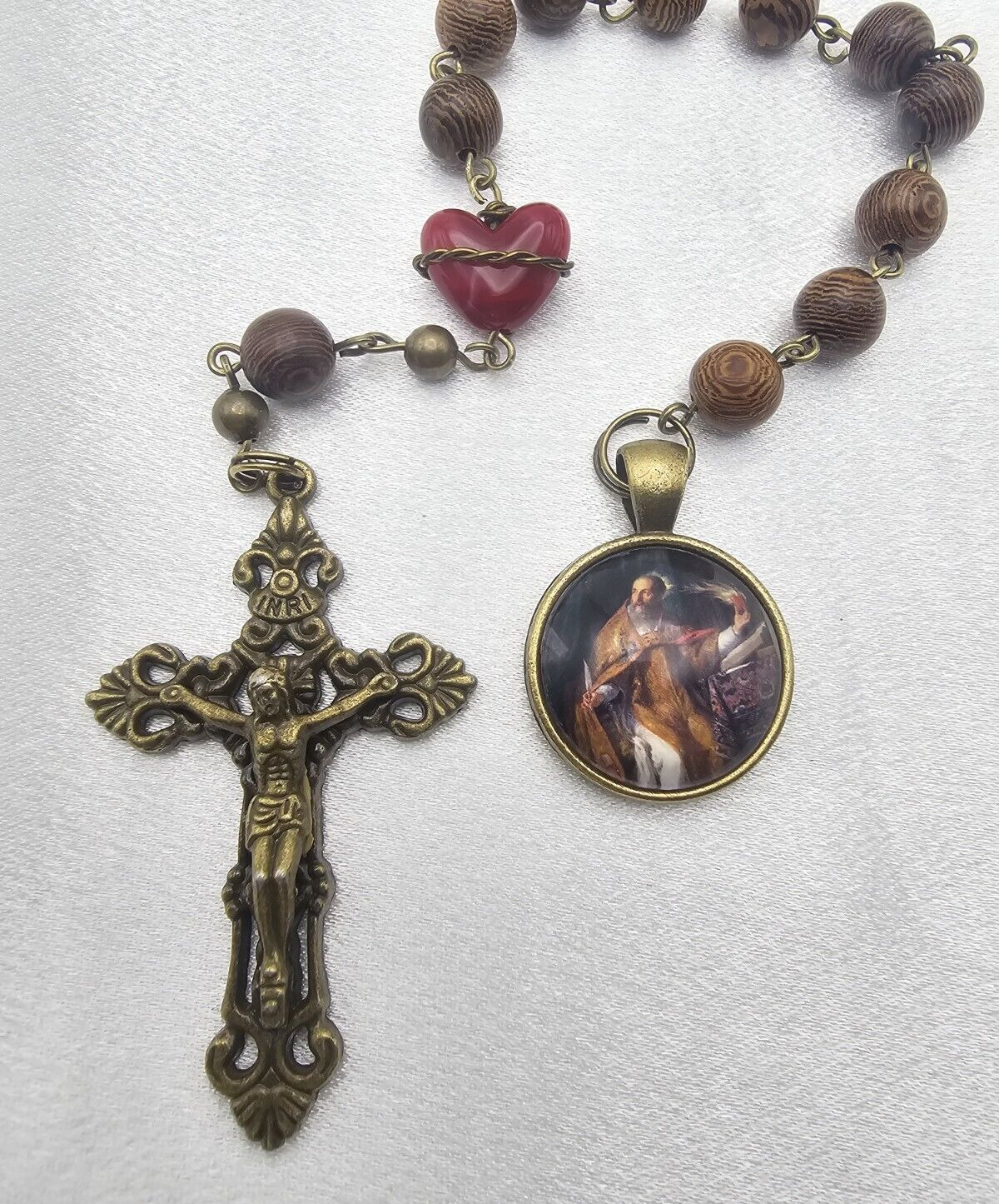 St Augustine  One Decade Rosary Sacred Heart of Jesus Catholic Pocket Prayer