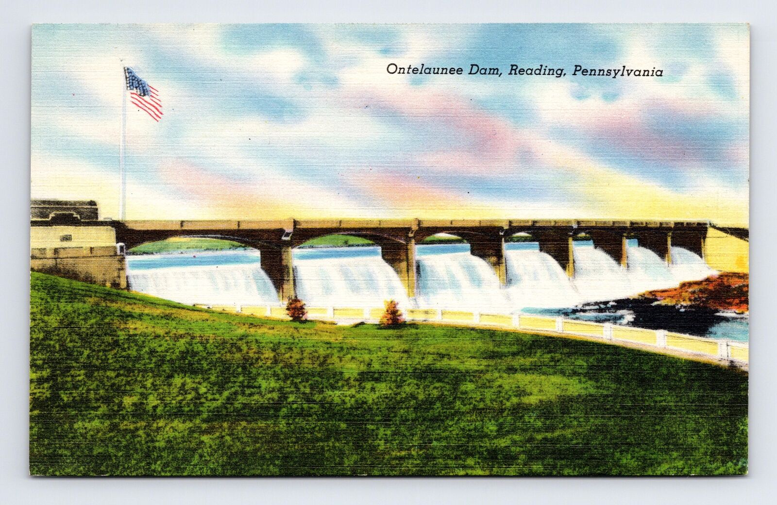 DB Postcard Reading PA Pennsylvania Ontelaunee Dam