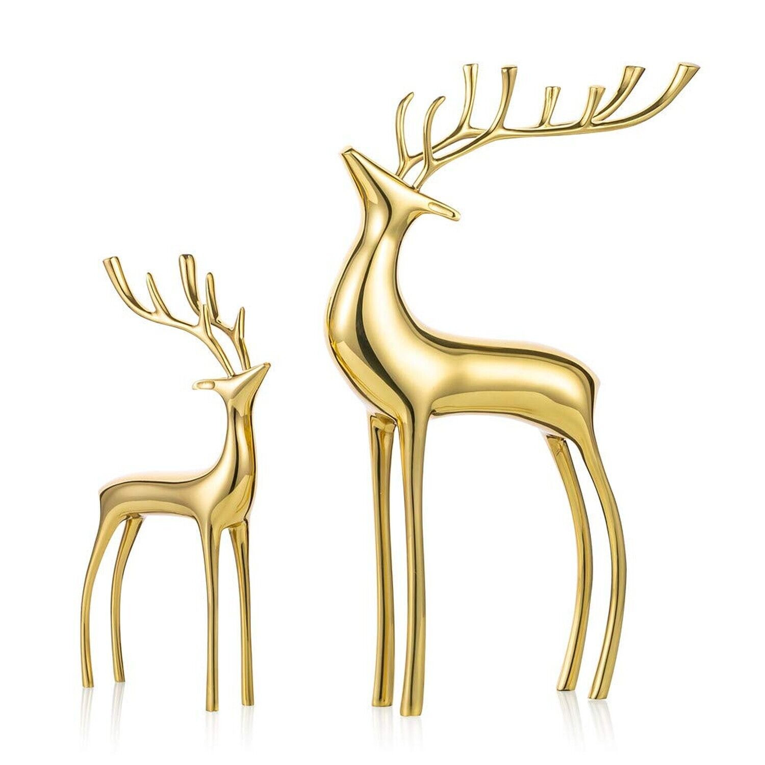 Sziqiqi Reindeer Figurine Statues Deluxe Set of 2, Christmas Deer Pure Copper...