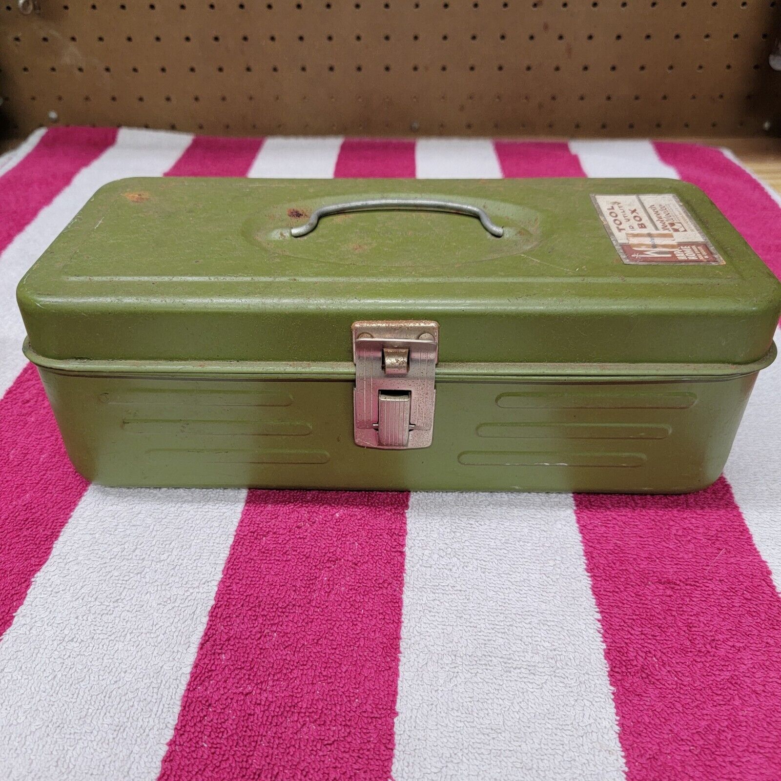 Woolworth Happy Home Green Metal Tool & Utility Box