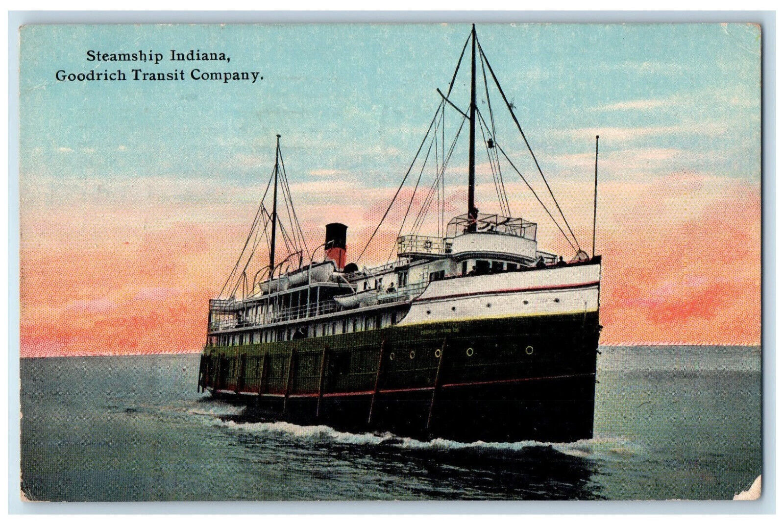 1913 S.S Steamship Indiana Goodrich Transit Company Chicago Illinois IL Postcard