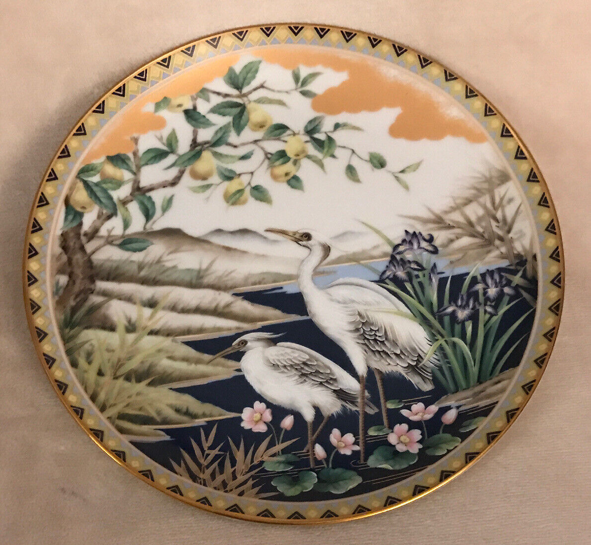 Vintage STORK PLATE Porcelain ~ JAPAN ~ 8 Inch