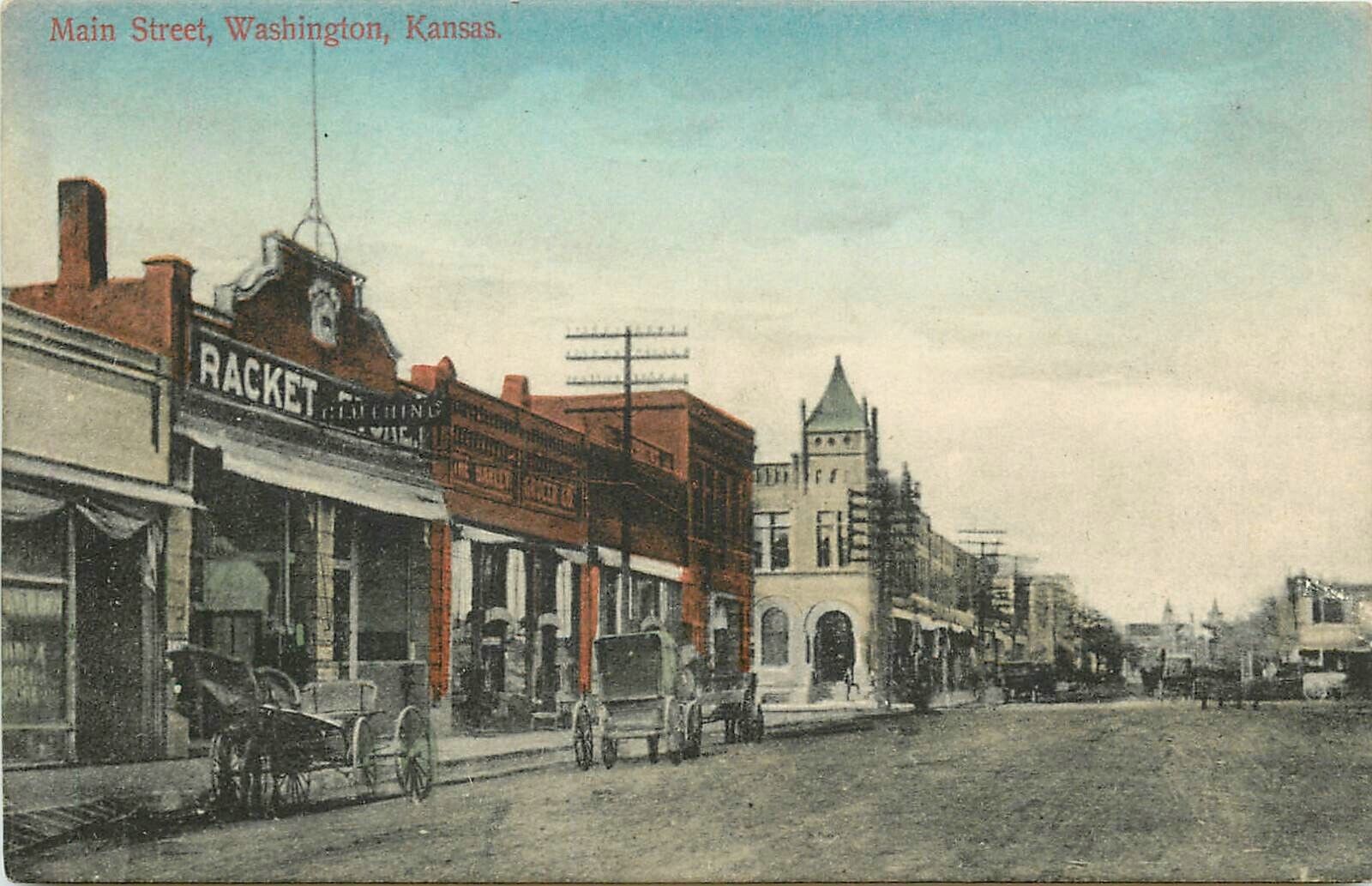 Postcard C-1910 Kansas Washington Main Street Simon 24-5318