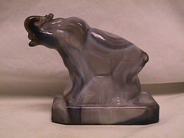Rare Vtg BOYD Art Glass ZACK ELEPHANT Gray Swirl Slag Diamond B 6 Statue Figure