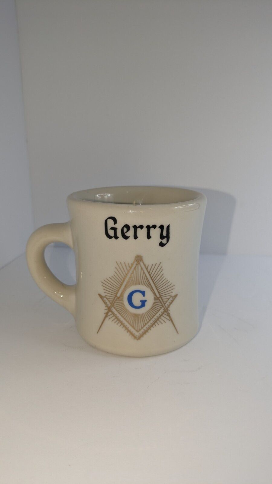 Vintage Masonic Ceramic Coffee Cup Mug Golf Figure Gerry