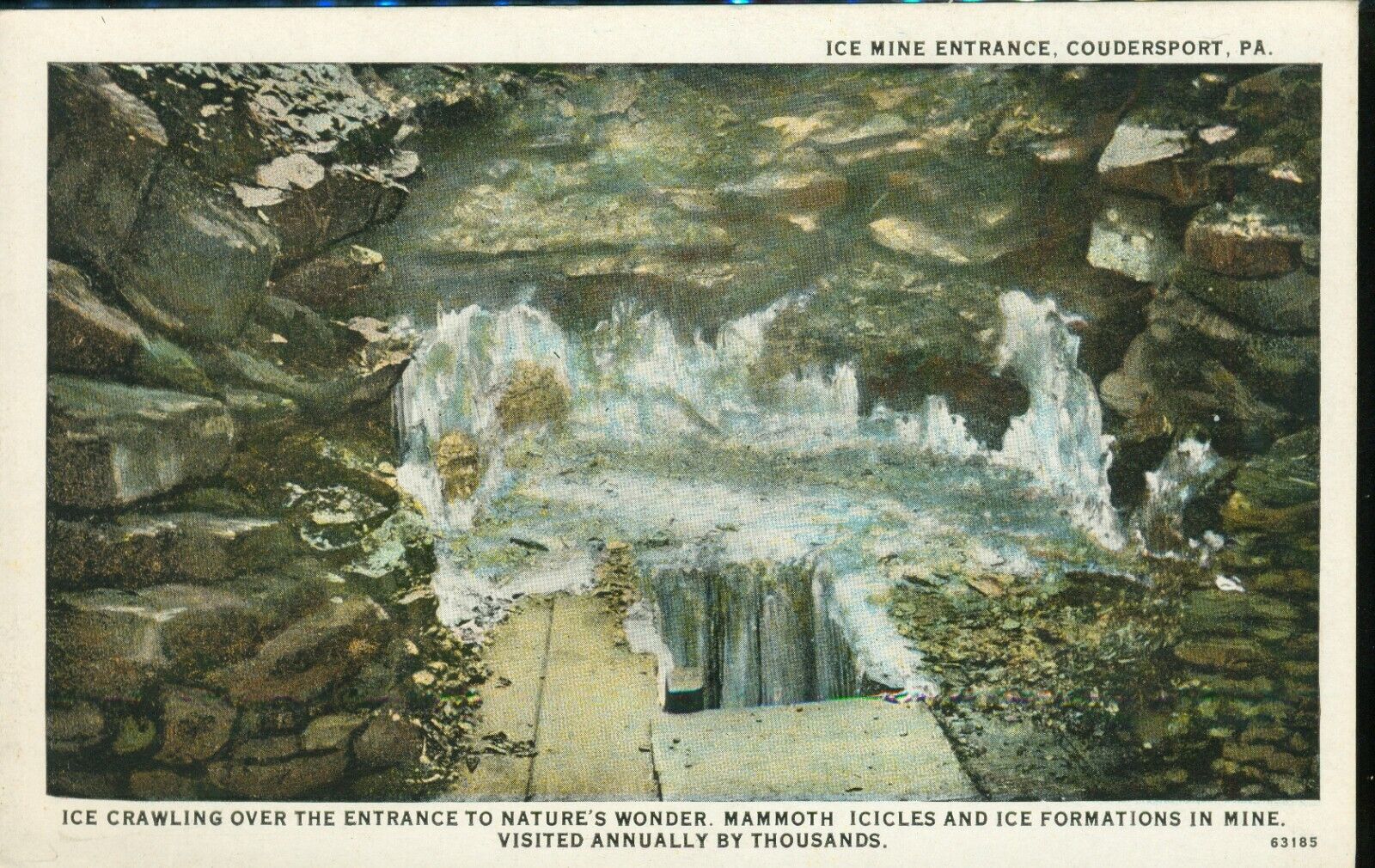 Ice Mine Entrance Coudersport Pennsylvania PA Postcard WB