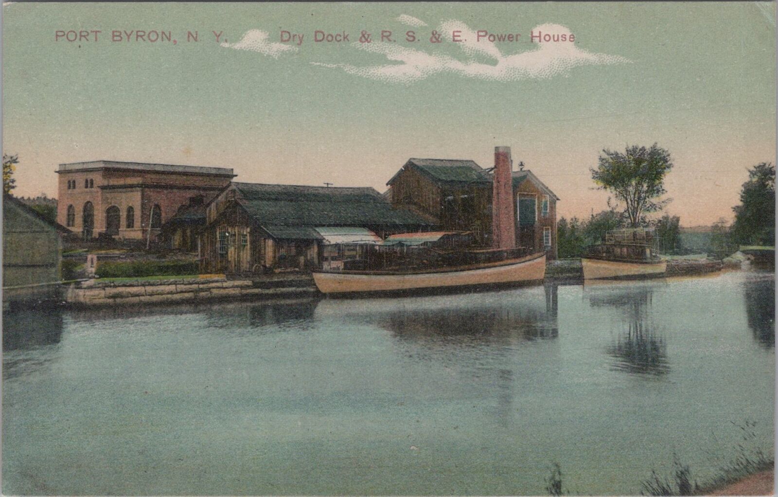 Dry Dock & Power House Port Byron New York c1910s Postcard