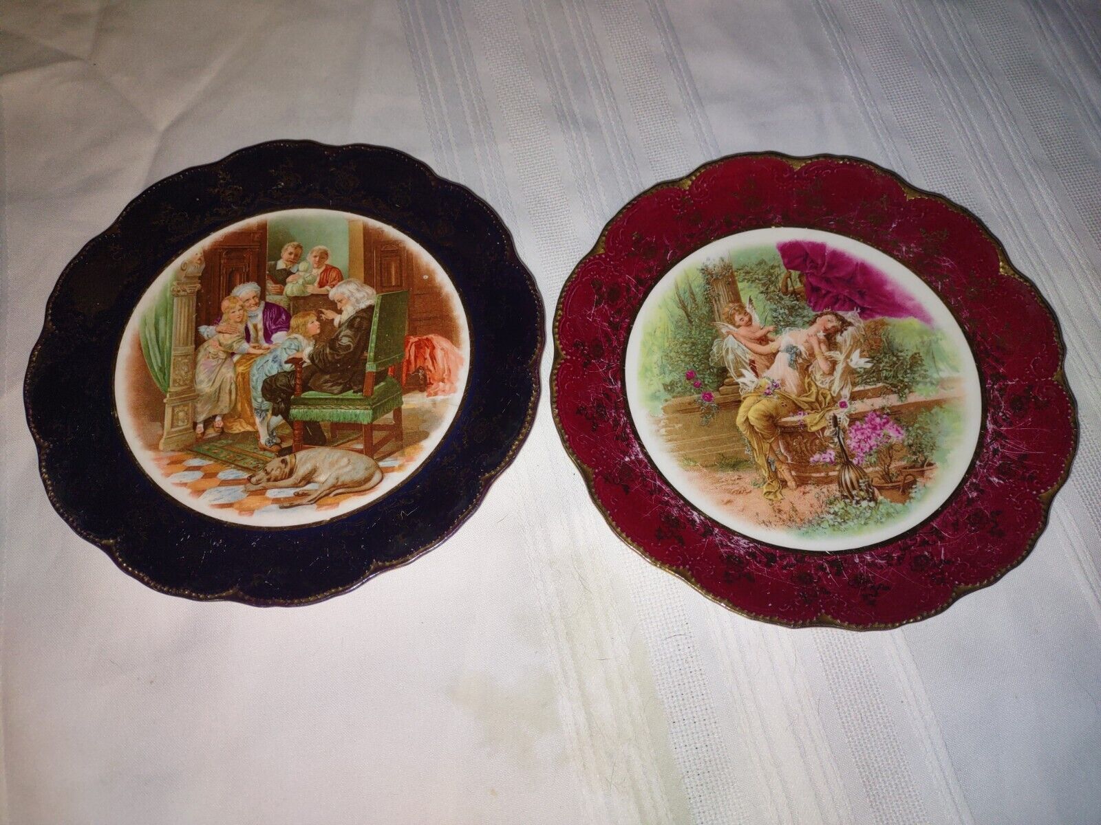  Lot Of 2 Antique KTK Knowles Taylor Knowles Semi Vitreous Decorative Plates (2)