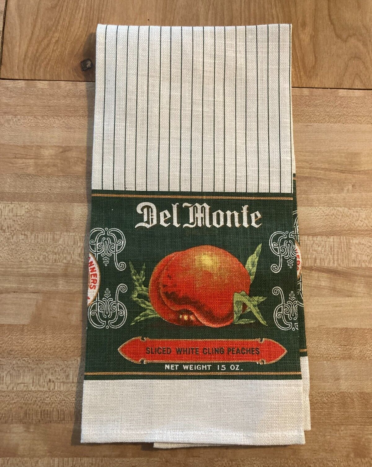 Vintage Del Monte Peaches Linen Kitchen Towel 1992 NEW