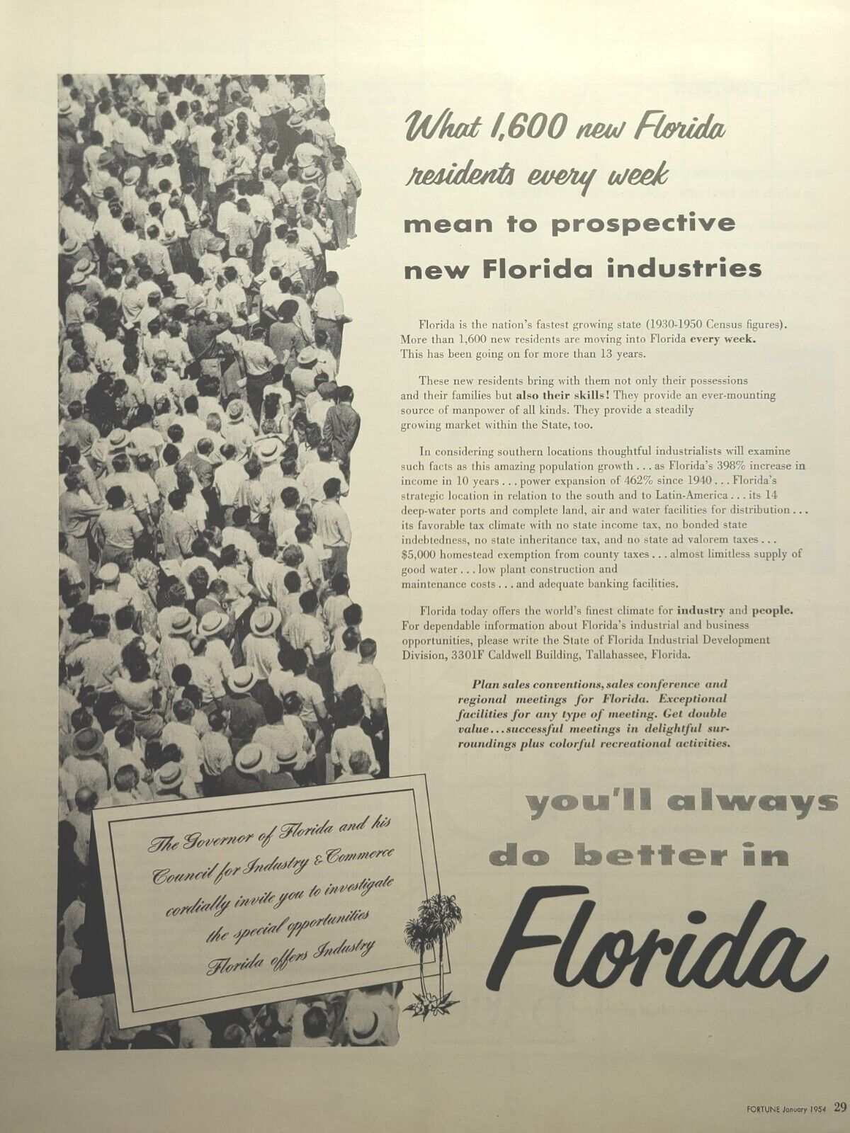 Florida Industrial Development You\'ll Do Better Vintage Print Ad 1954