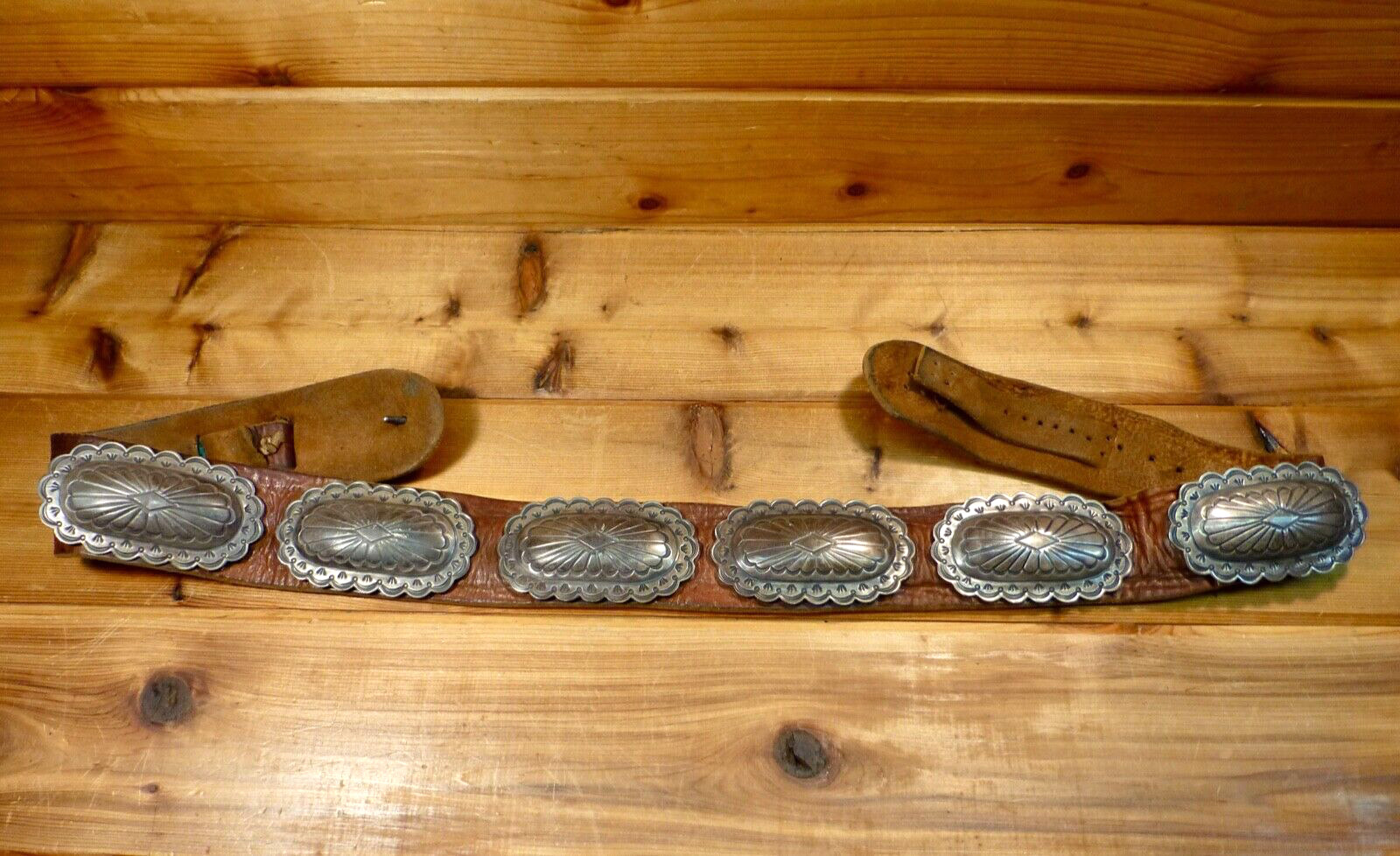 Vintage Handmade Western Silver Concho Belt Eight 4\