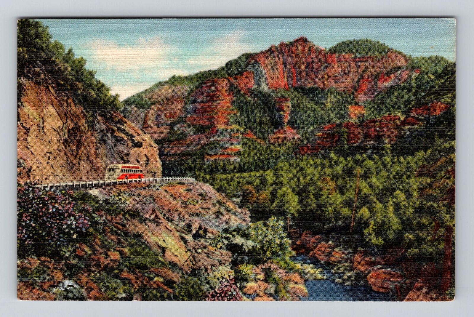 AZ- Arizona, Oak Creek Canyon, Antique, Vintage Souvenir Postcard