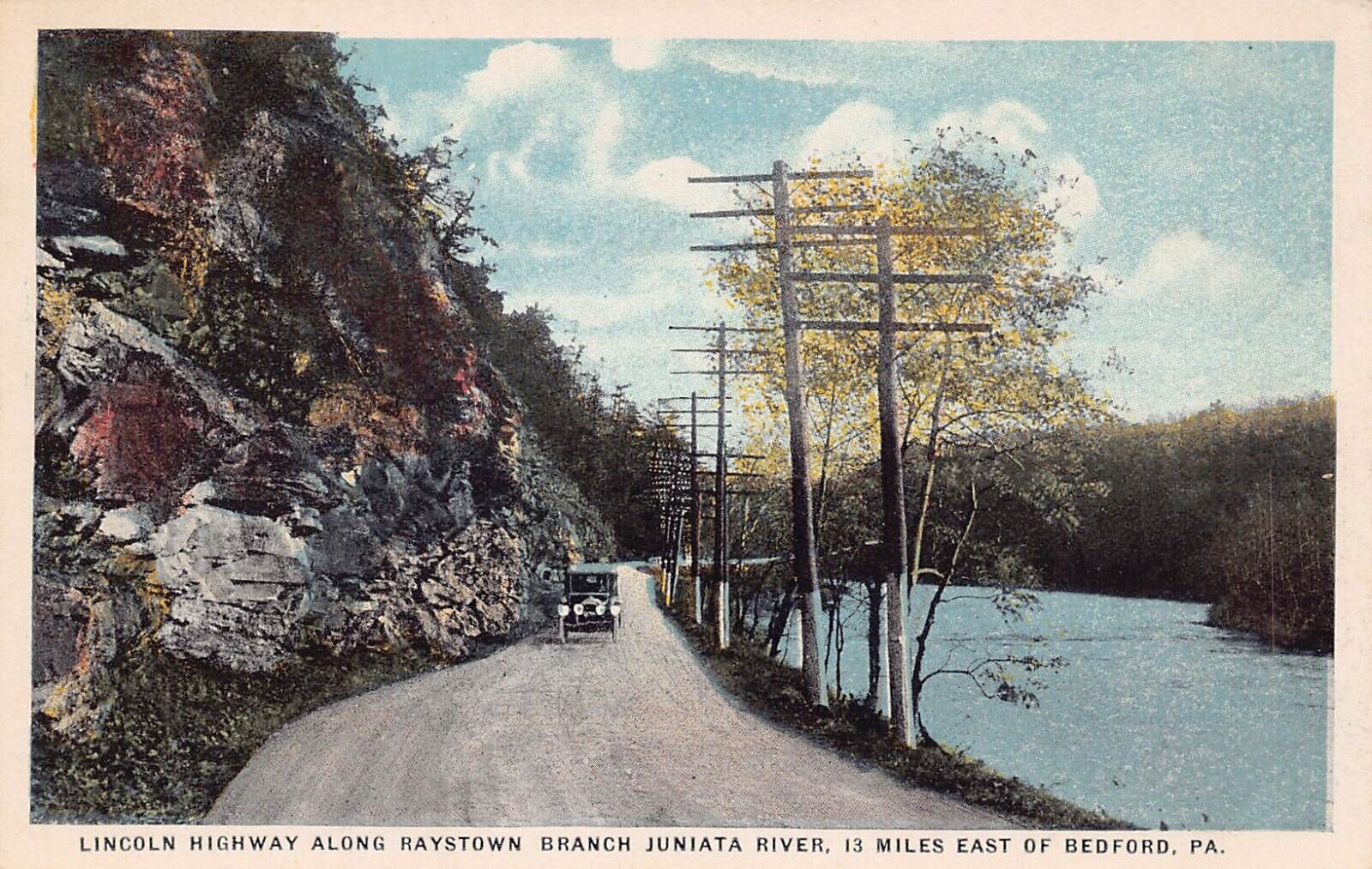 Bedford PA Lincoln Hwy Highway Raystown Branch Juniata River Vtg Postcard C56