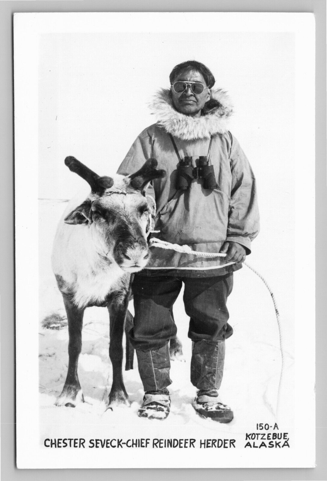 RPPC Reindeer Herder Chester Seveck Kotzebue Native Alaska Real Photo VTG Unused