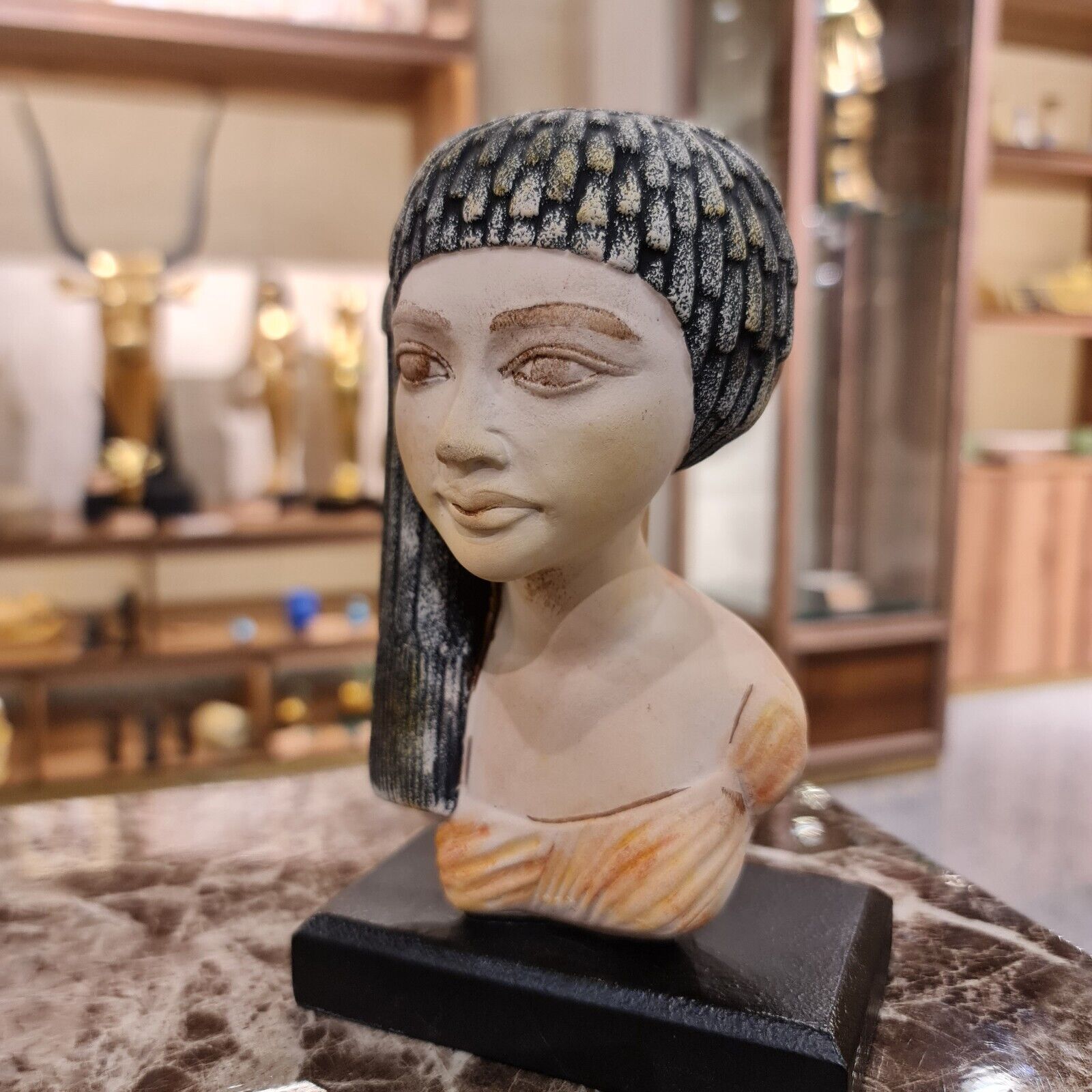 Elegant Head of princess Meritaten, Museum Reproduction Replica with Certificate