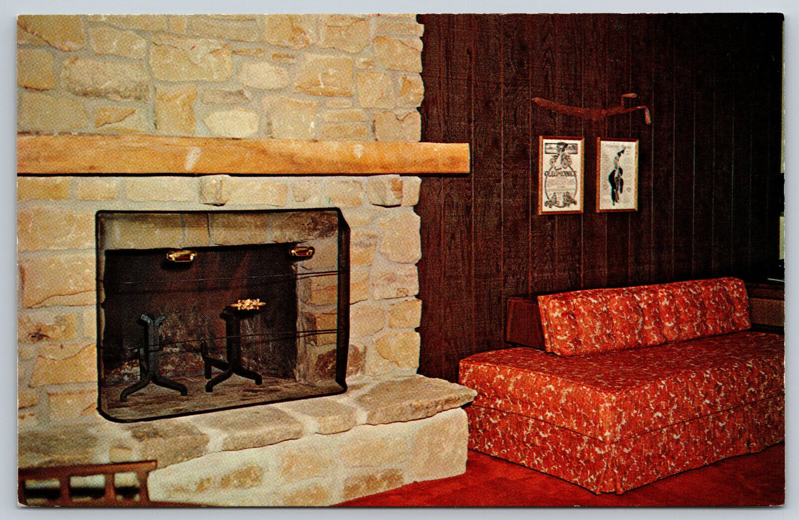 Postcard Ramada Inn Fireplace in Guest Room Nashville, IN B19