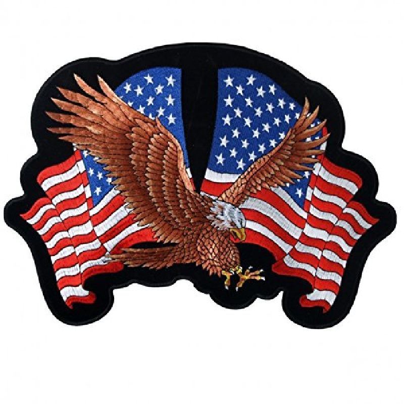 American Eagle with USA Flags Embroidered Iron on Patch