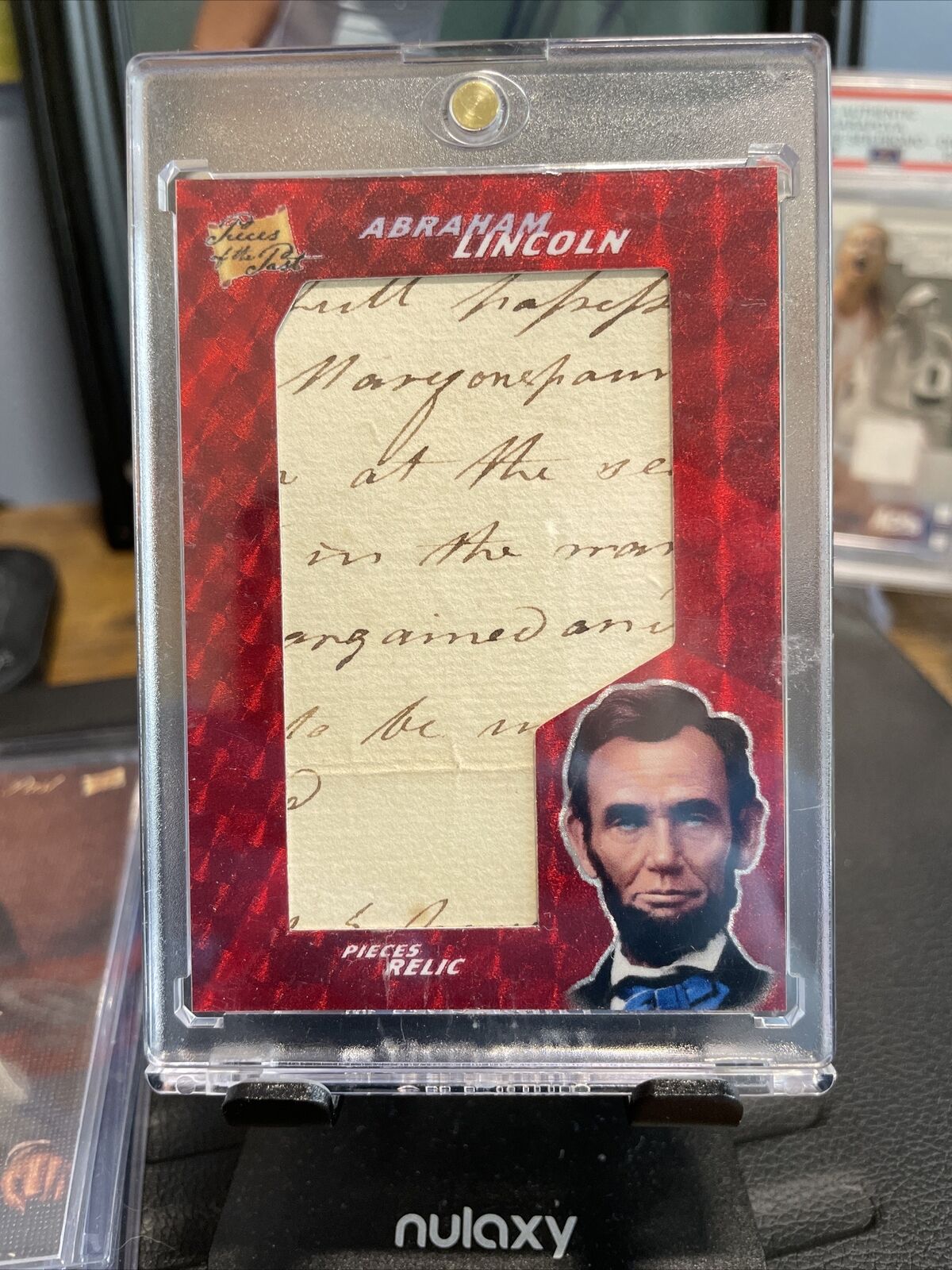 Pieces Of The Past Abraham Lincoln Jumbo Hand Written Relic 1/1 Red 🇺🇸🔥🇺🇸🎩