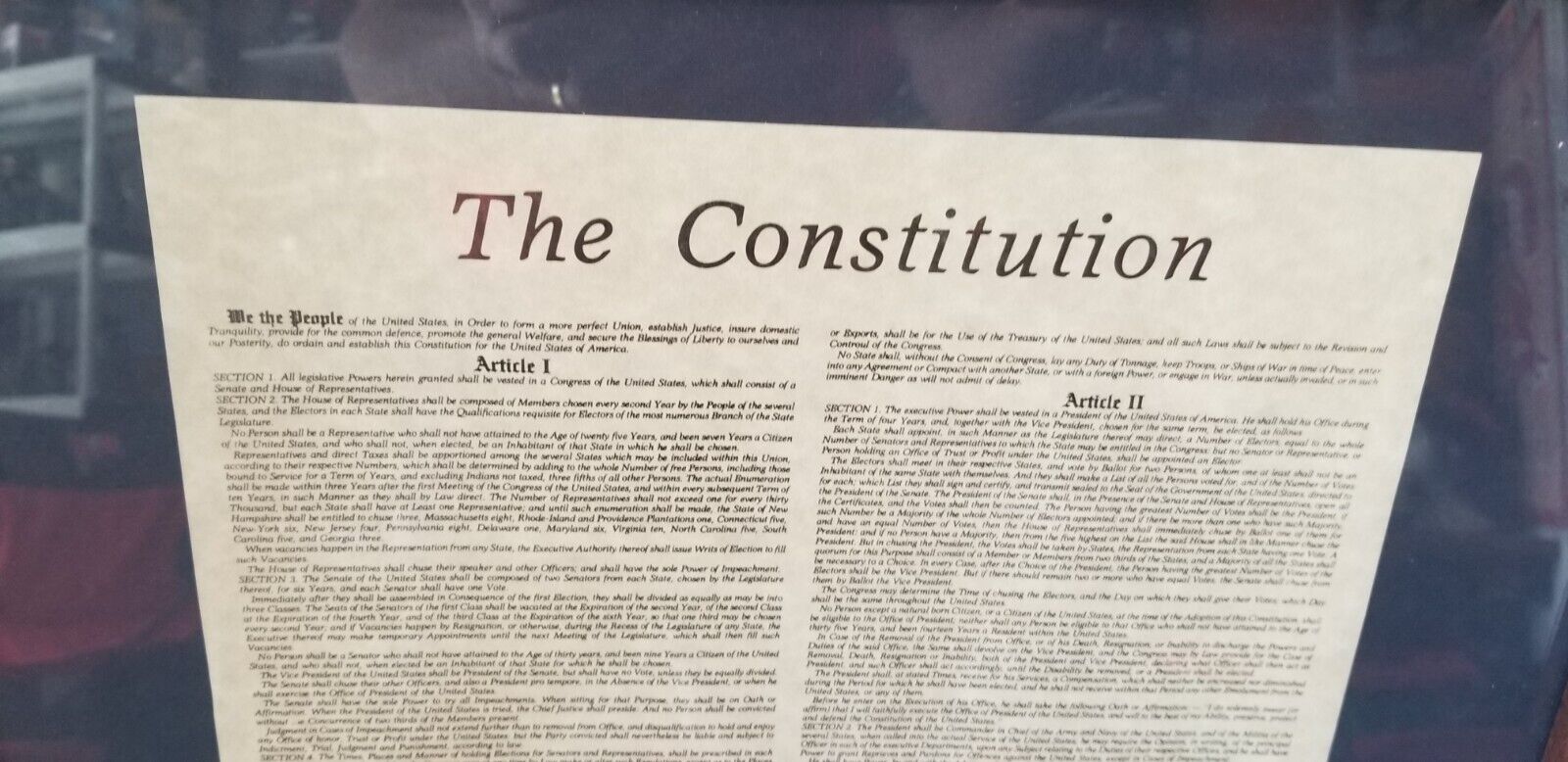 CONSTITUTION OF THE UNITED STATES OF AMERICA PRINTED WOOD FRAMED 🇺🇲💓