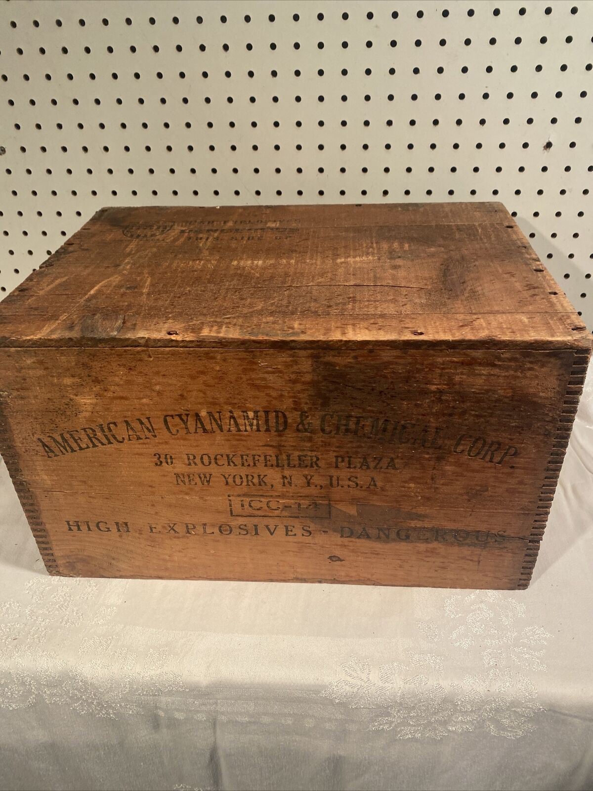 Vintage Wood Dynamite Crate - American Cyanamid Co Rockefeller Plaza NYC Empty