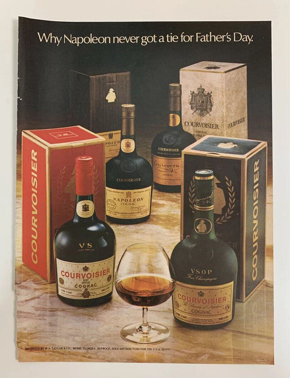 1979 Courvoisier Cognac VS VSOP Napoleon Print Ad Original Vintage Advertisement
