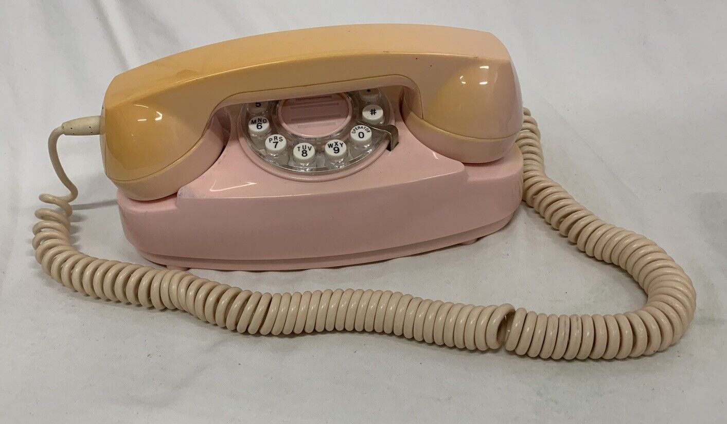 Vintage Pink Telephone In New Condition Crossley CR59 model Long Cord & Handset
