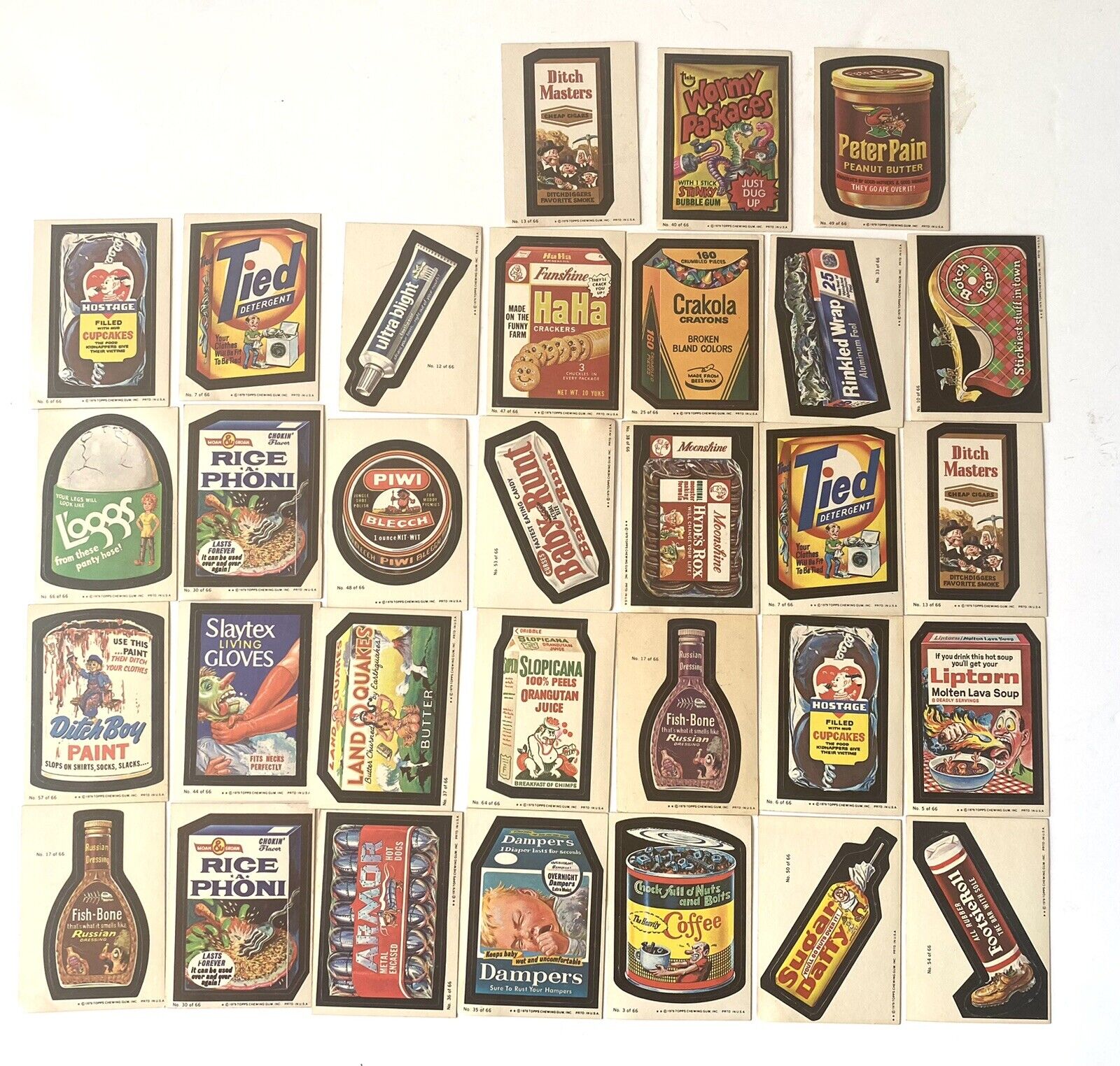 Vintage 1979 Wacky Pack Sticker Cards Lot 31 Cards