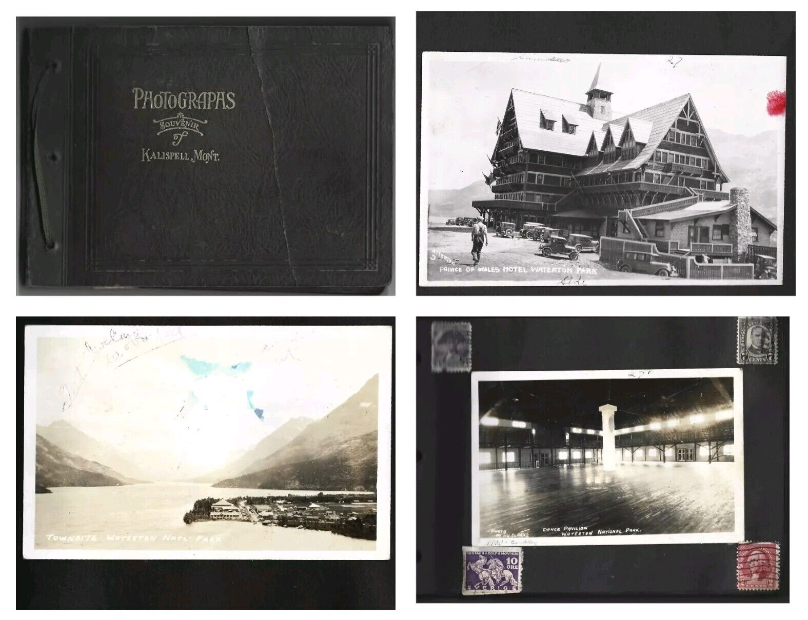 Vintage 1920s PHOTO ALBUM Waterton Park Canada Hotels Canyons Mountains Lumber