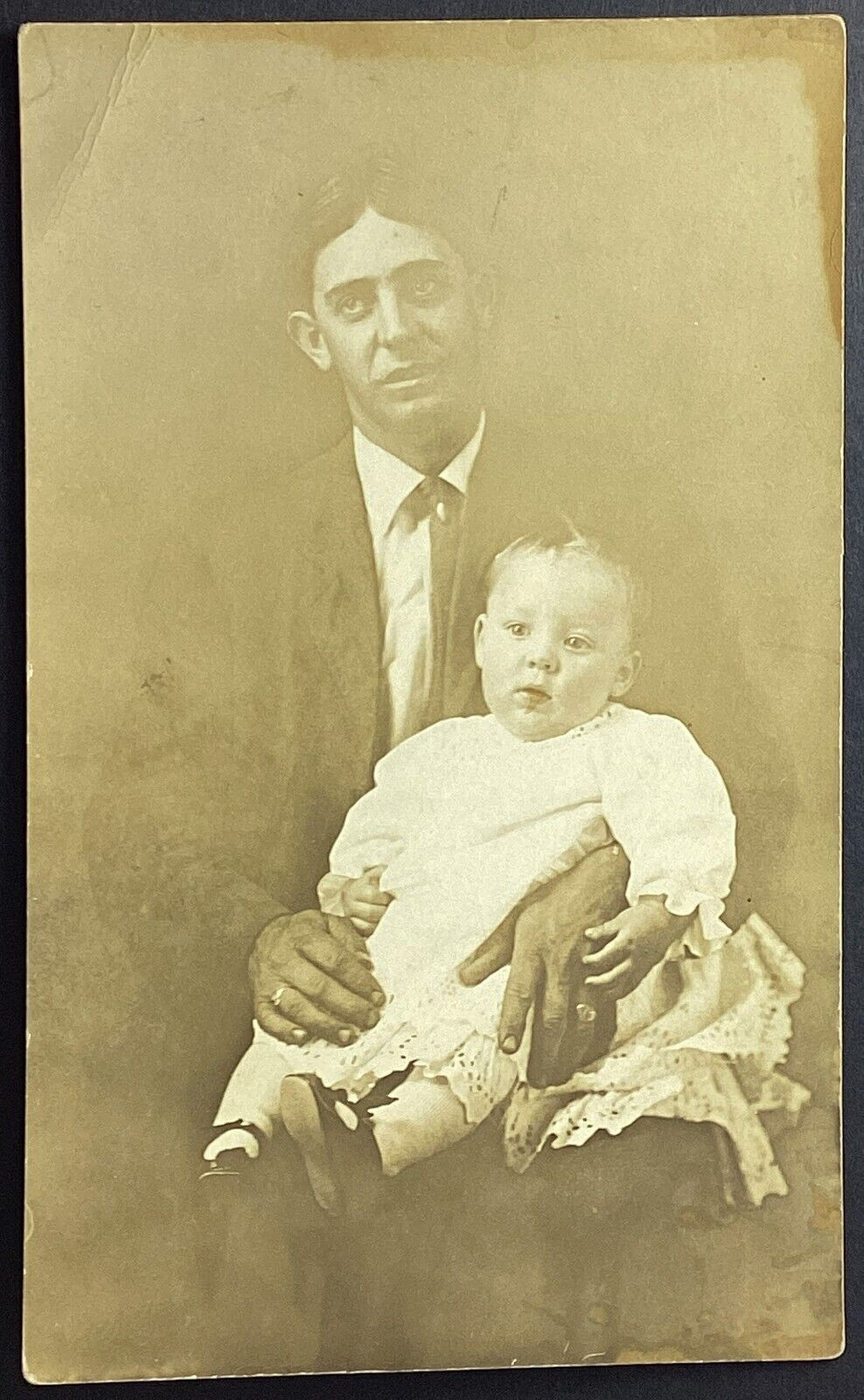 Man with Baby Real Photo Vintage RPPC Postcard Unposted