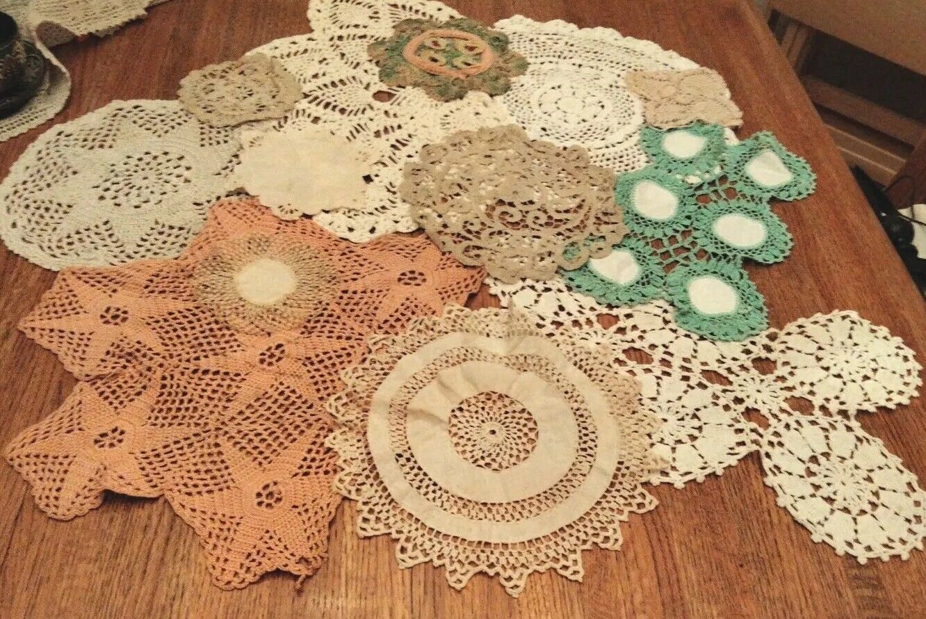Vintage Antique Victorian Doilies ESTATE lot Of 13  Needle Work Crochet CutWork