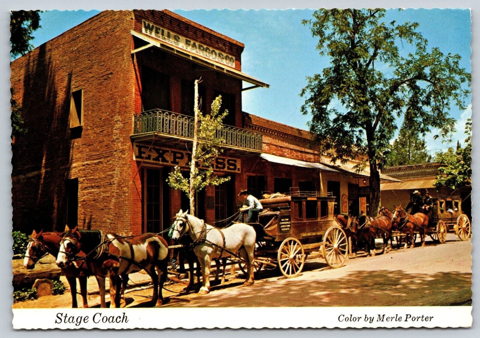 Western Stage Coach, Mid 1800’s, USA, Vintage Post Card