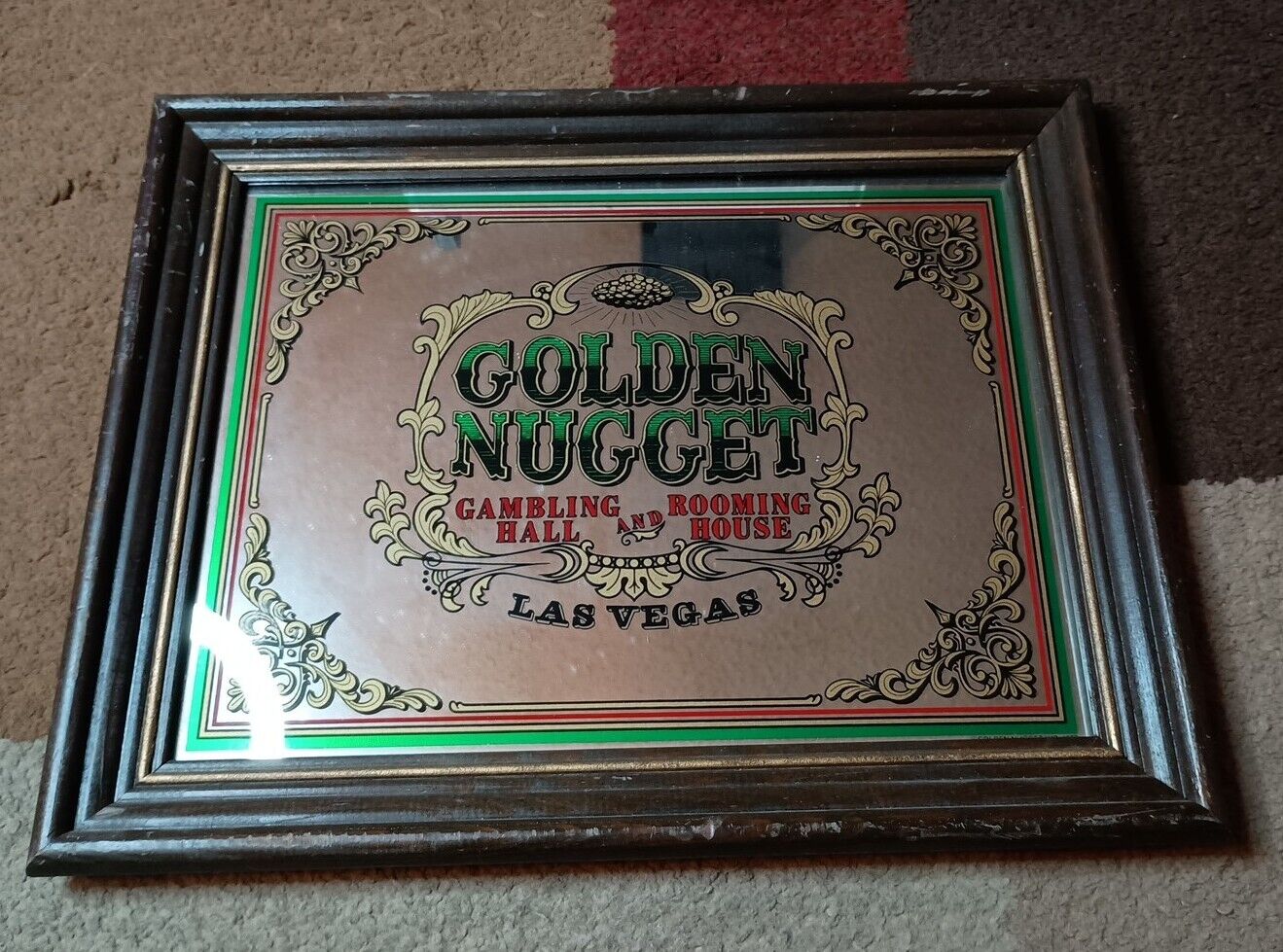 VTG 1977 70s Golden Nugget Casino Gambling Hall Rooming House Las Vegas Mirror