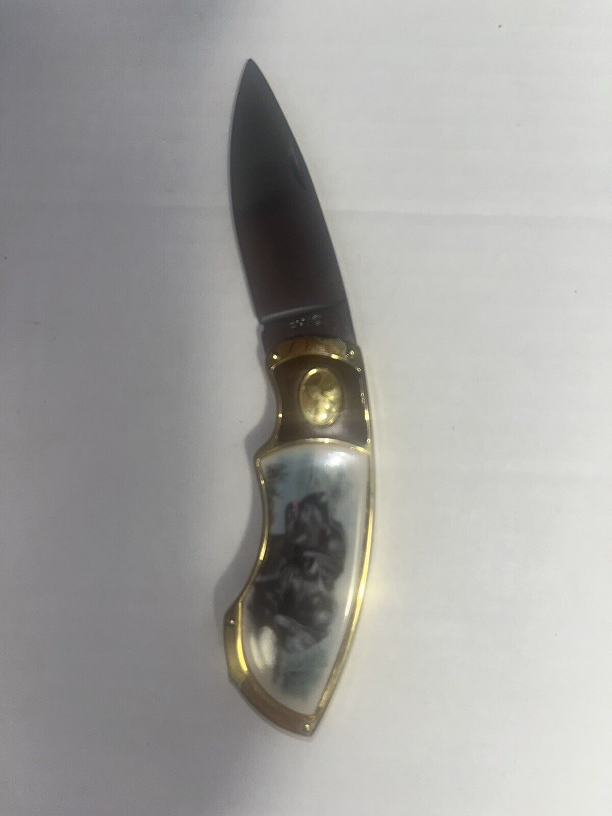 Franklin Mint Labrador Black Labrador Folding Pocket Knife, Original Pouch
