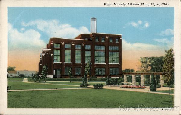 Piqua Municipal Power Plant,OH Teich Miami County Ohio Linen Postcard Vintage