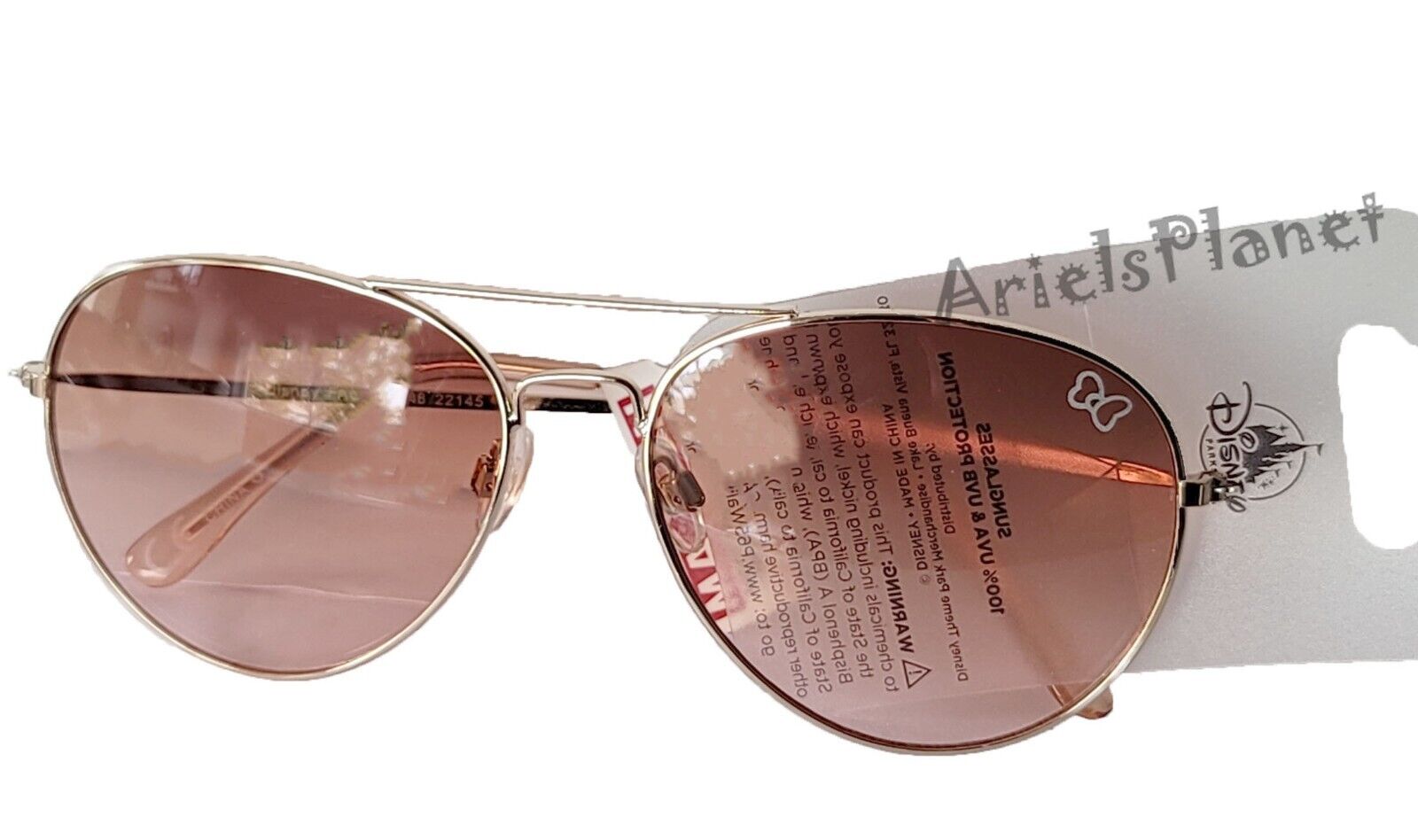 Disney Parks Brown Gold Tinted Minnie Mouse Bows Aviator Adult Sunglasses