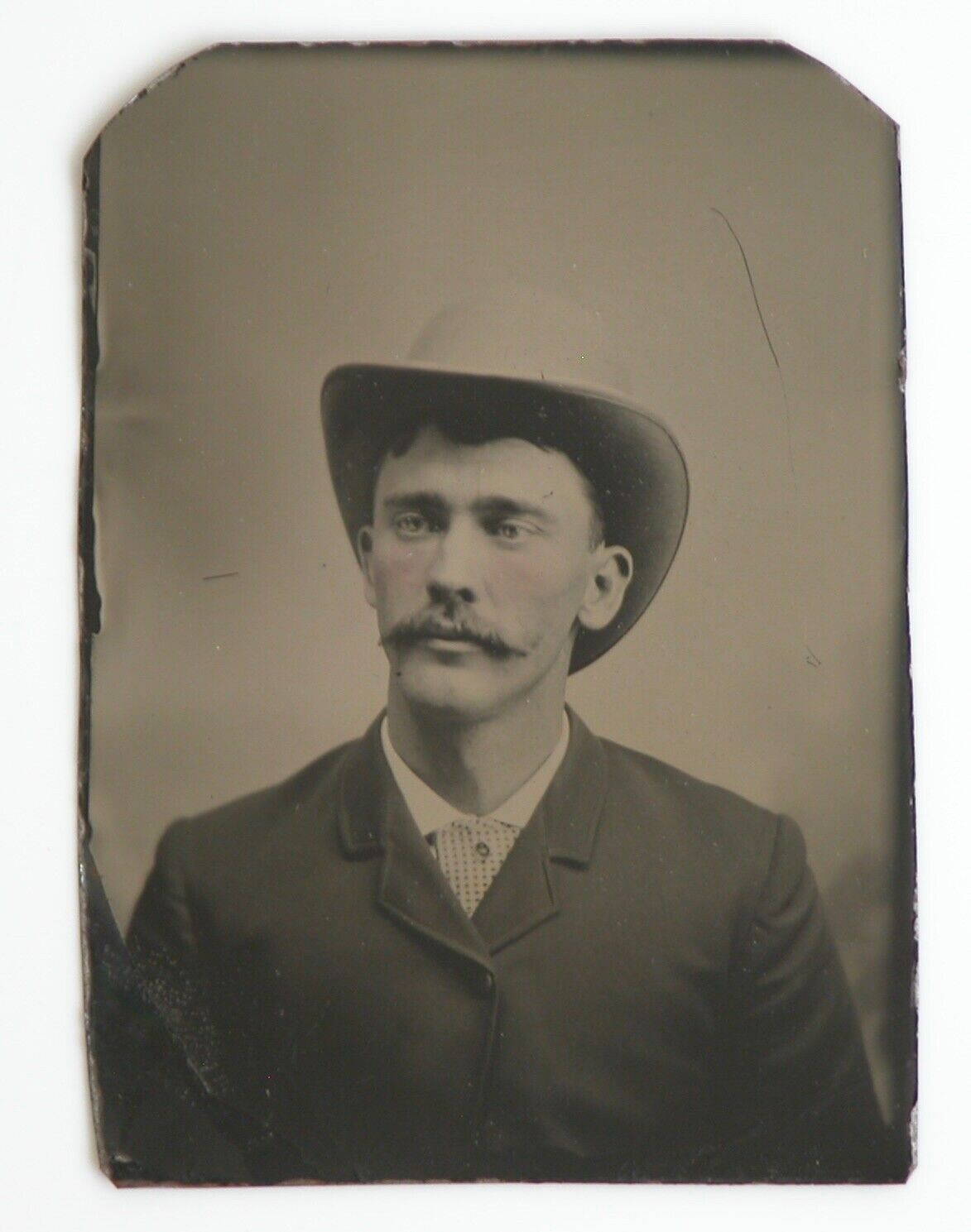 Antique 1890s Tintype Victorian Wild West Man American Frontier Iowa Family