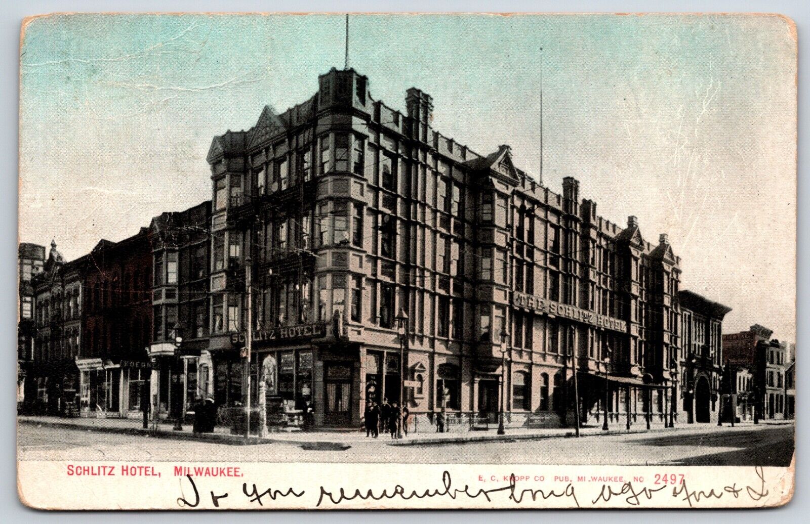 Postcard Schlitz Hotel, Milwaukee, Wisconsin Posted 1909